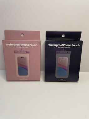 NIB (2 pack) Waterproof Phone Pouch with Neck Lanyard.